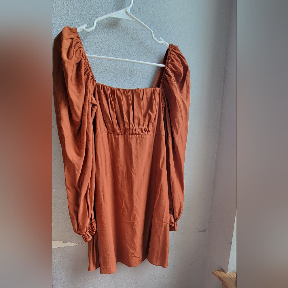 Burnt Orange 70's inspired mini dress